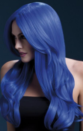 Синий парик с длинной челкой Khloe - 0