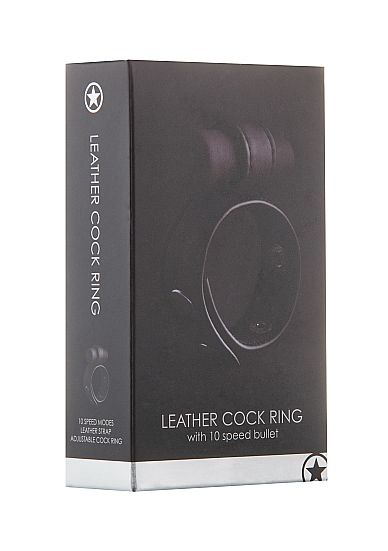 Утяжка на пенис с виброэлементом Leather Cock Ring - 1