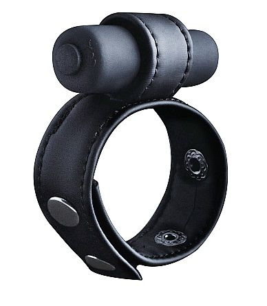 Утяжка на пенис с виброэлементом Leather Cock Ring - 0
