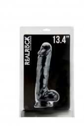 Чёрный фаллоимитатор Realistic Cock 13,4 With Scrotum - 34 см. - 1