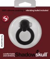 Чёрное виброкольцо Shadow Skull Cockring с черепом - 1