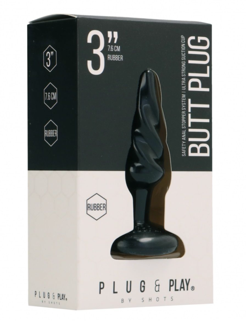 Чёрная анальная пробка Butt Plug Rounded 3 Inch - 7,6 см. - 1