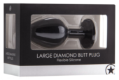 Черная анальная пробка с прозрачным кристаллом Diamond Butt Plug - 8 см. - 1