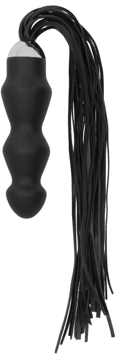 Черная плеть с рукоятью-стимулятором Flogger with Dildo - 46 см. - 0