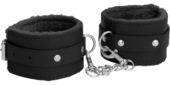 Черные наручники Plush Leather Hand Cuffs - 0