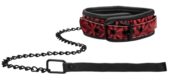 Красно-черный широкий ошейник с поводком Luxury Collar with Leash - 0