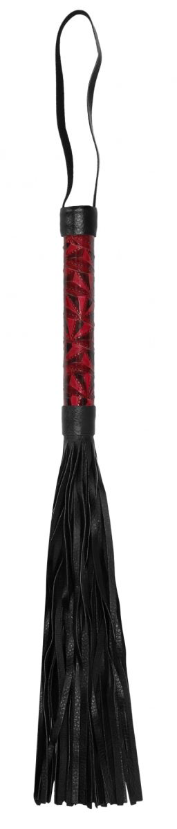 Красно-черная многохвостовая гладкая плеть Luxury Whip - 38,5 см. - 0
