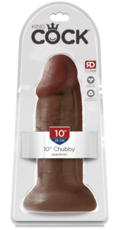 Коричневый фаллоимитатор King Cock 10 Chubby - 25 см. - 1