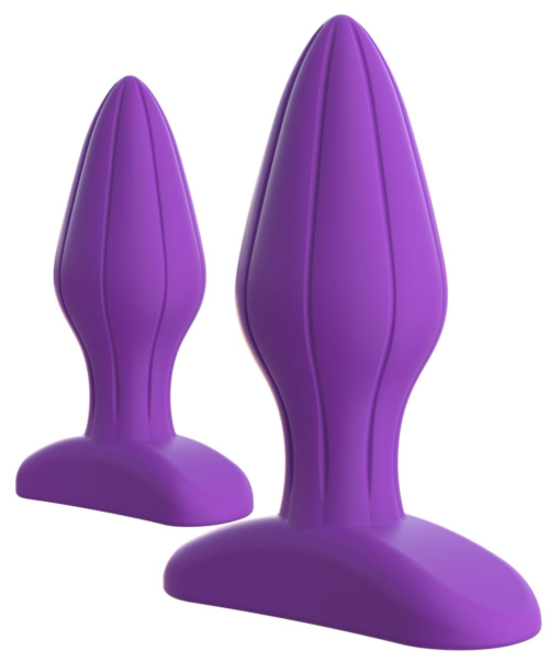 Набор из 2 фиолетовых анальных пробок с рельефом Her Designer Love Plug Set - 0