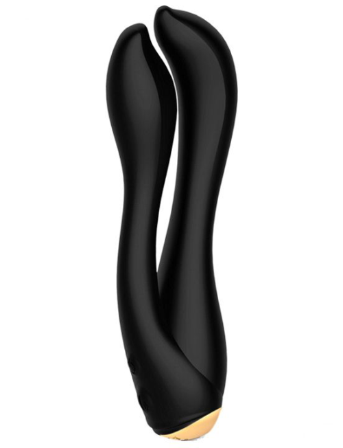 Черный анально-вагинальный вибратор Gofinger - 17,5 см. - 0