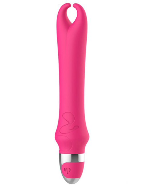 Розовый вибратор с рожками Pedicel - 17,8 см. - 0