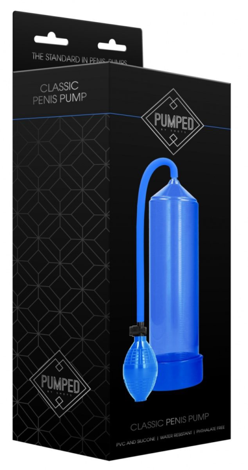 Синяя ручная вакуумная помпа для мужчин Classic Penis Pump - 1