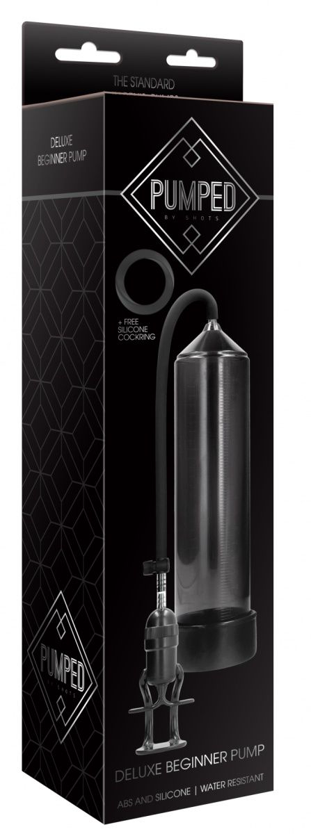 Черная вакуумная помпа для мужчин с насосом в виде поршня Deluxe Beginner Pump - 1