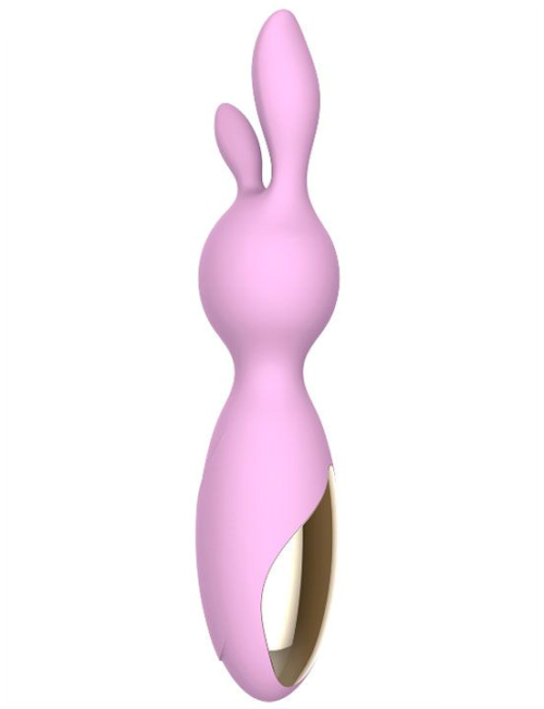 Розовый мини-вибратор Emily с ушками - 16 см. - 2