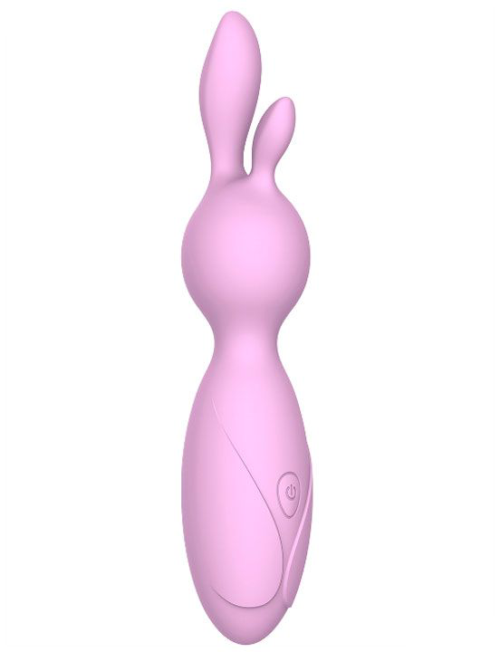 Розовый мини-вибратор Emily с ушками - 16 см. - 0