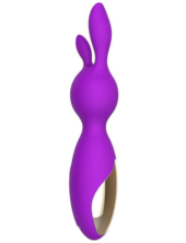 Фиолетовый мини-вибратор Emily с ушками - 16 см. - 2