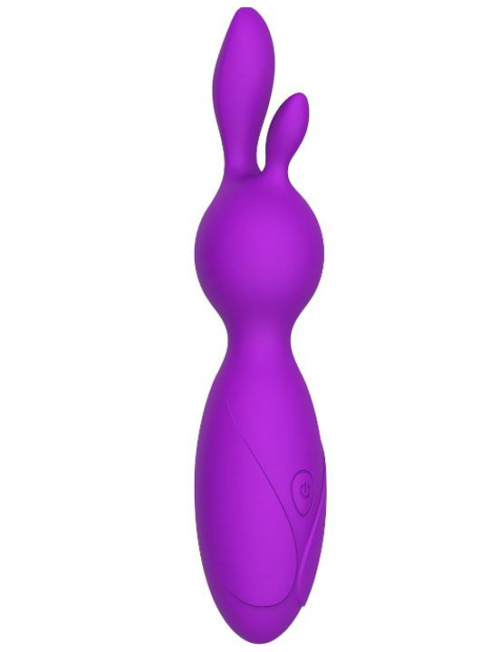 Фиолетовый мини-вибратор Emily с ушками - 16 см. - 0