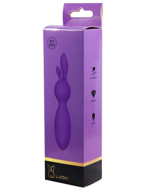 Фиолетовый мини-вибратор Emily с ушками - 16 см. - 1