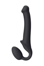 Черный безремневой страпон Silicone Bendable Strap-On M - 3