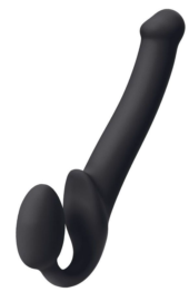 Черный безремневой страпон Silicone Bendable Strap-On M - 0