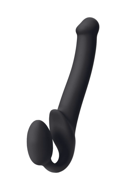 Черный безремневой страпон Silicone Bendable Strap-On M - 1