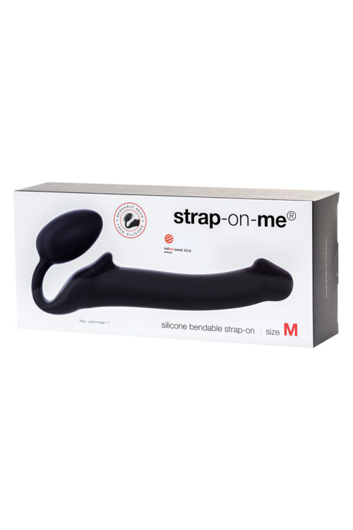 Черный безремневой страпон Silicone Bendable Strap-On M - 6