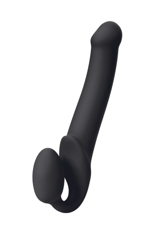 Черный безремневой страпон Silicone Bendable Strap-On L - 1