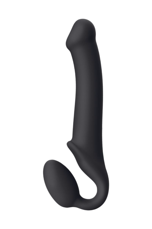 Черный безремневой страпон Silicone Bendable Strap-On L - 3
