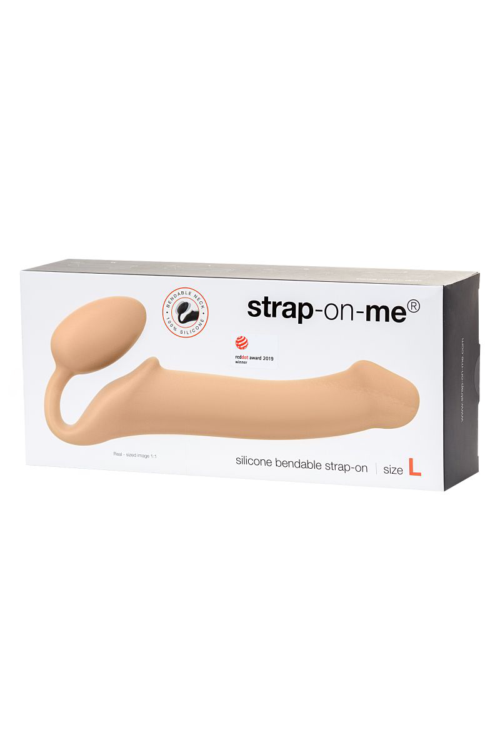 Телесный безремневой страпон Silicone Bendable Strap-On L - 6