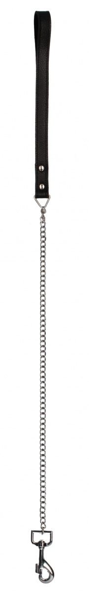 Черный поводок Leather Handle Chain Lead - 1