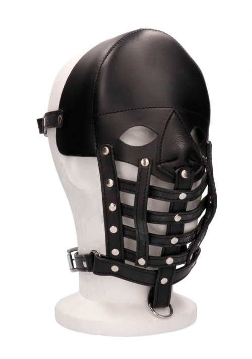 Черная маска-шлем Leather Male Mask - 2