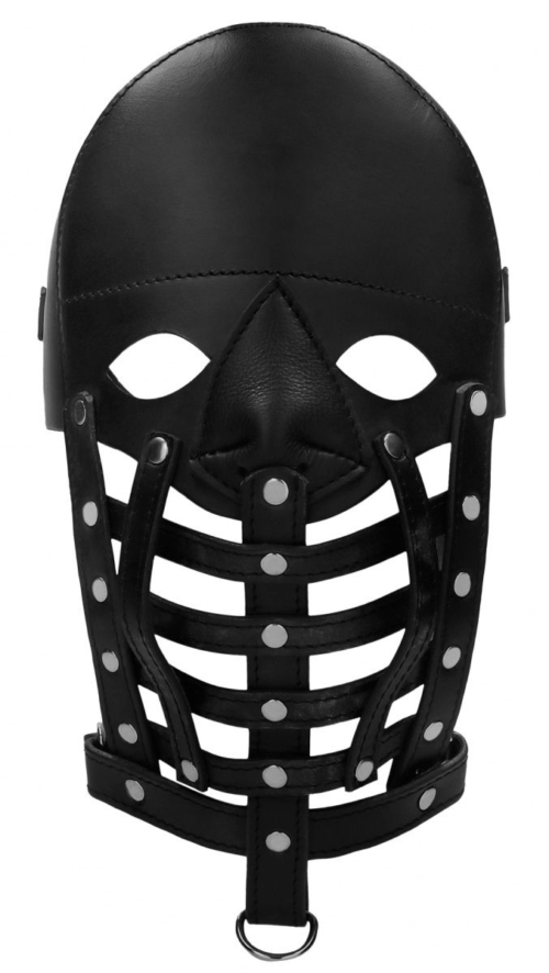 Черная маска-шлем Leather Male Mask - 0