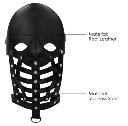 Черная маска-шлем Leather Male Mask - 1
