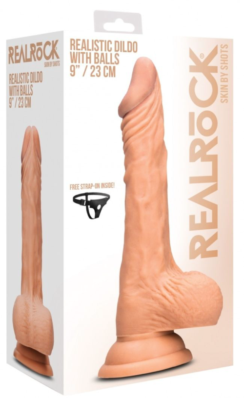 Телесный фаллоимитатор Realistic Dildo With Balls - 23 см. - 2