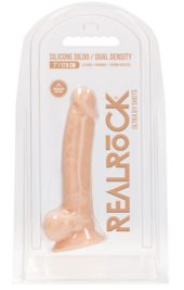 Телесный фаллоимитатор Silicone Dildo With Balls - 17,8 см. - 3