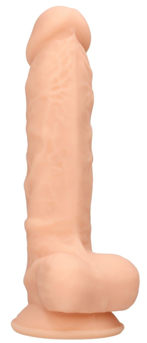 Телесный фаллоимитатор Silicone Dildo With Balls - 17,8 см. - 0