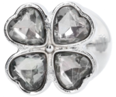 Серебристая анальная пробка с прозрачными кристаллами в форме клевера - 7 см. - 2