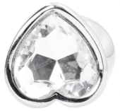 Серебристая анальная пробка с прозрачным кристаллом в форме сердца - 8,2 см. - 1