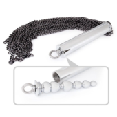 Серебристо-черная металлическая плеть с рукоятью-елочкой - 56 см. - 0