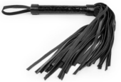 Черная многохвостовая плеть с круглой гладкой ручкой - 38 см. - 0