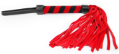 Красная многохвостовая плеть с круглой красно-черной ручкой - 39 см. - 0