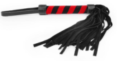 Черная многохвостовая плеть с круглой черно-красной ручкой - 39 см. - 0