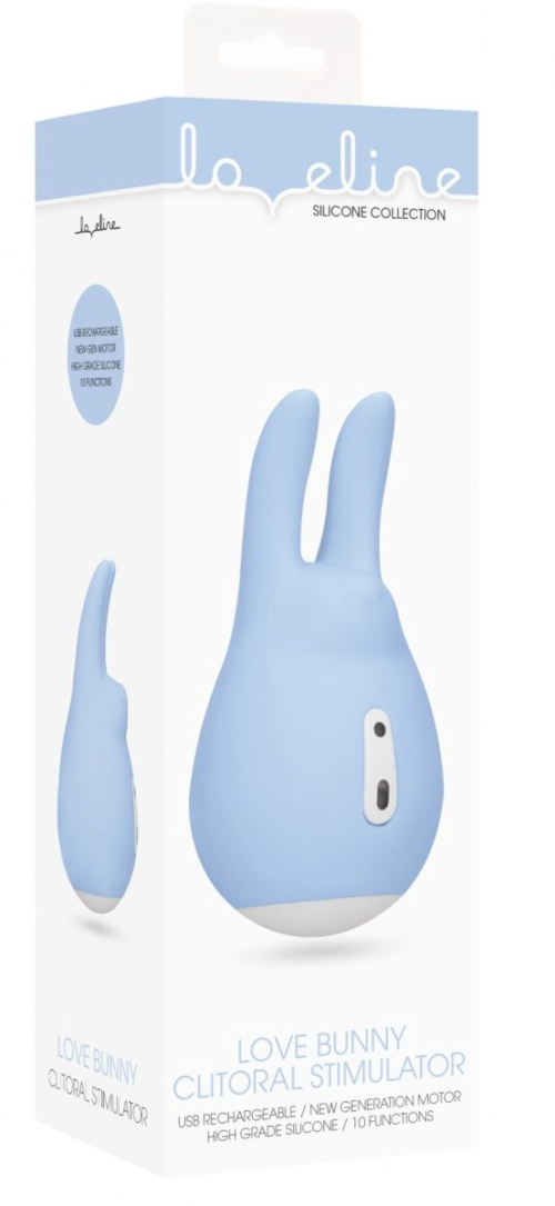 Голубой клиторальный стимулятор Love Bunny - 9,4 см. - 2