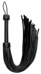 Черная многохвостая гладкая плеть Heavy Leather Tail Flogger - 76 см. - 0