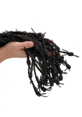 Черная многохвостая плетеная плеть Leather Barbed Wire Flogger - 77 см. - 1