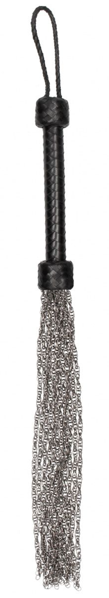 Черная многохвостая металлическая плеть Metal Chain Flogger - 53 см. - 2