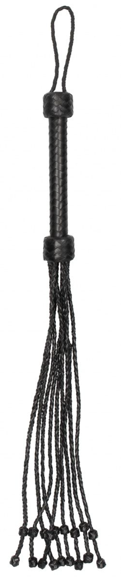 Черная многохвостая плетеная плеть Short Leather Braided Flogger - 69 см. - 1