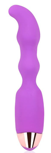 Фиолетовый вибромассажер с изогнутым кончиком - 17,5 см. - 0