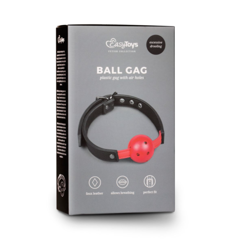 Красный кляп-шар Easytoys Ball Gag With PVC Ball - 2