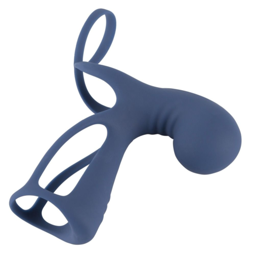 Синяя вибронасадка на пенис Vibrating Cock Sleeve with Ball Ring - 2